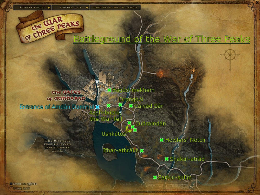 Schlachtfelder des Krieges - Karte